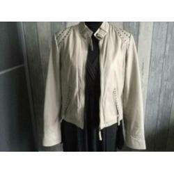 Leren jasje van rino en pelle, maat 40,beige( off white)