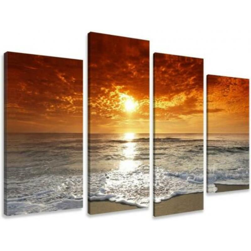 Canvas schilderij 4 luik Palmbomen 130 x 80 cm