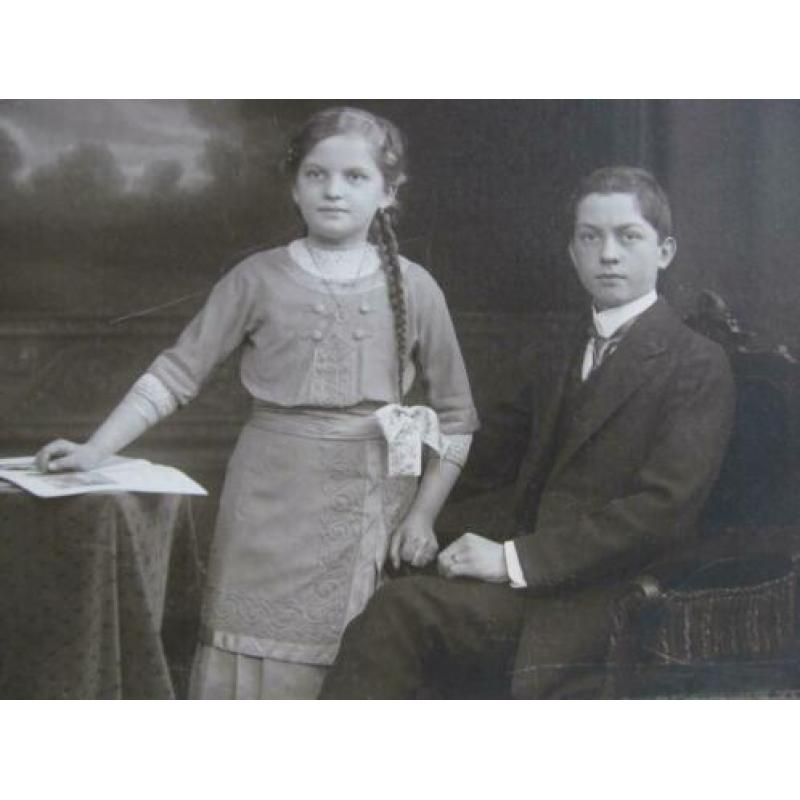 Antieke kabinetfoto - broer & zus / Carl Kruse 16,5 x 10,5