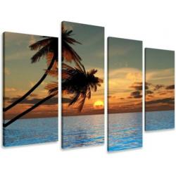 Canvas schilderij 4 luik Palmbomen 130 x 80 cm