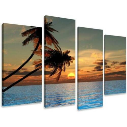 Canvas schilderij 4 luik Palmbomen 130 x 80 cm
