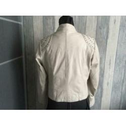 Leren jasje van rino en pelle, maat 40,beige( off white)