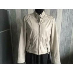 Leren jasje van rino en pelle, maat 40,beige( off white)
