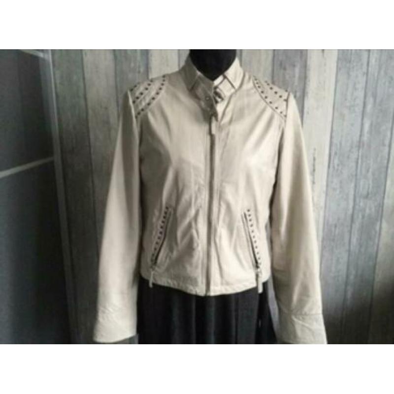 Leren jasje van rino en pelle, maat 40,beige( off white)