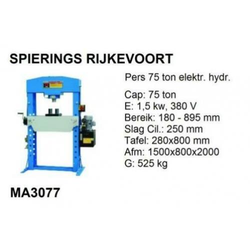 Pers 75 ton elektr. hydr.Spierings garagepers werkplaats
