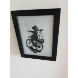 Set 4 Vietnamese werkjes (op doek) maten, zie beschrijving