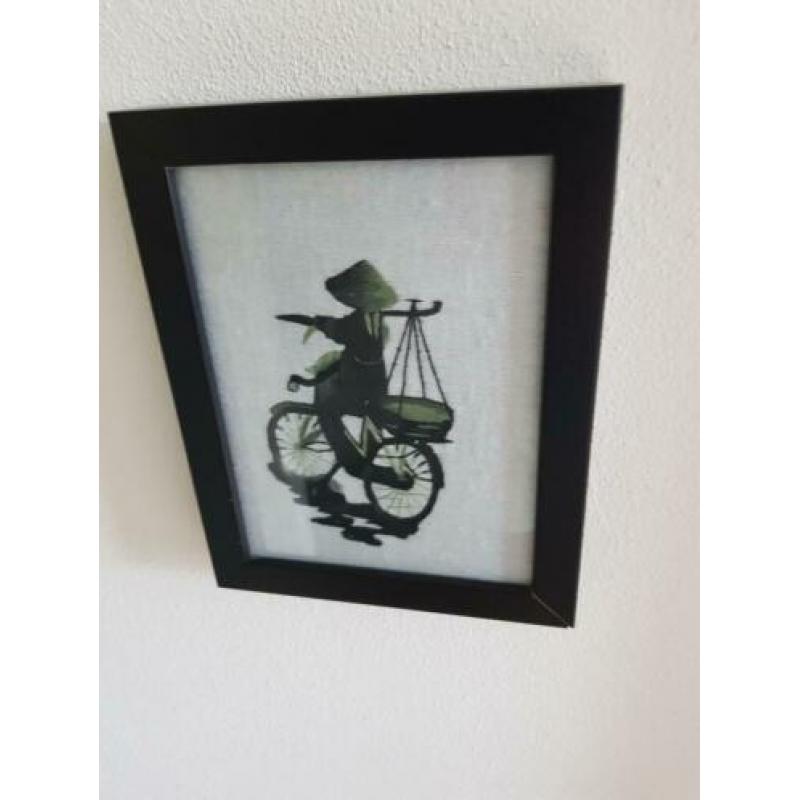 Set 4 Vietnamese werkjes (op doek) maten, zie beschrijving
