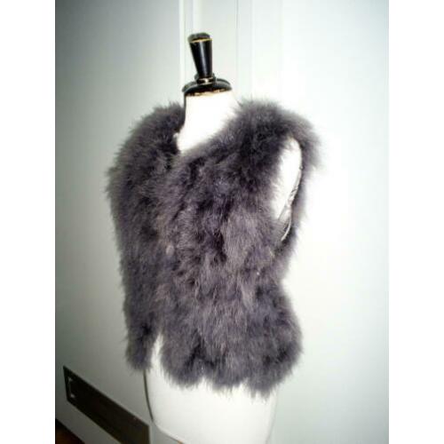 gilet met veertjes maat M in grijs blauw