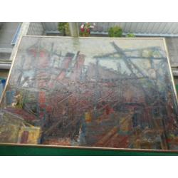 Hans van der Plas 1925-1991 titel Scheepswerf 1959,paneel