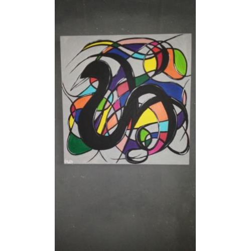De zwarte zwaan modern abstract kleurrijk/dier/vogel/lilly