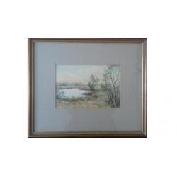 Cox P. Peter landschap schilderij aquarel duinen ven plas