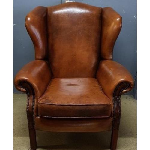 schaapslederen oorfauteuil met los zitkussen