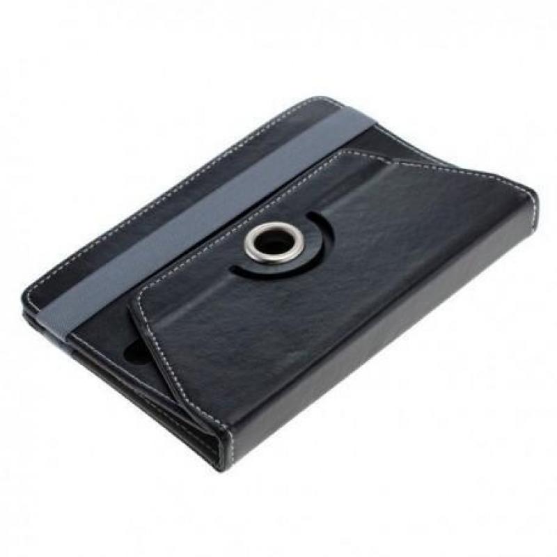 7"Tablet PC Kunstleer Case Bookstyl Klitteband Zwart