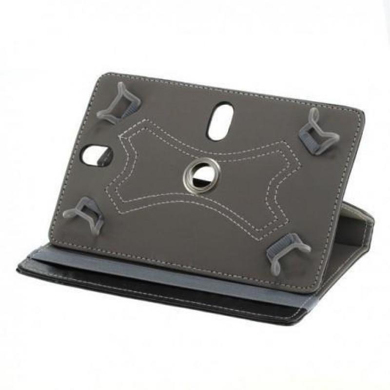 7"Tablet PC Kunstleer Case Bookstyl Klitteband Zwart