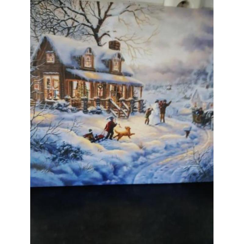 Kerst schilderij met lampjes