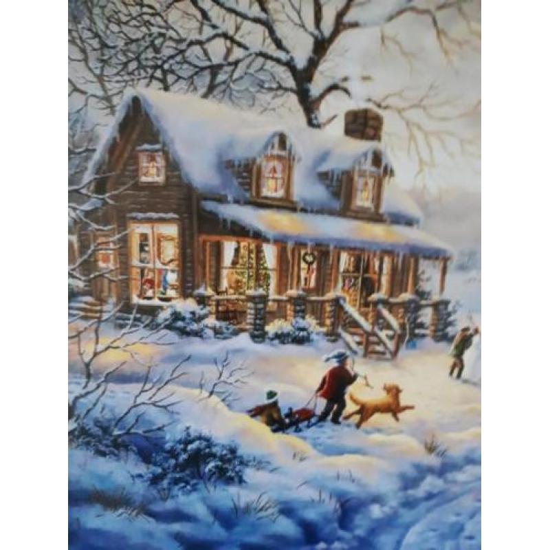 Kerst schilderij met lampjes