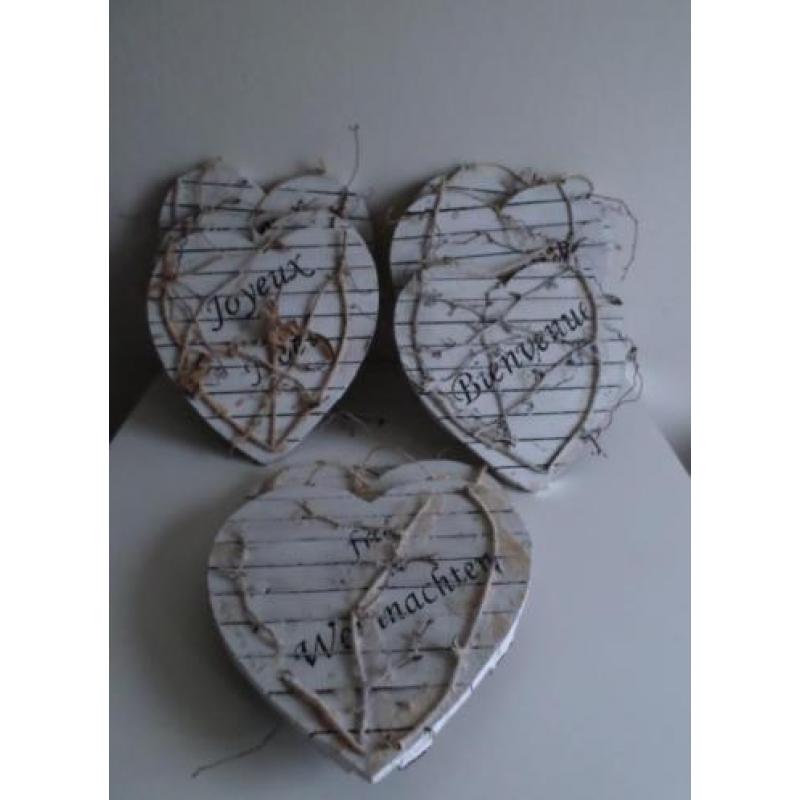 Partij houten kerst decoratie antique wit