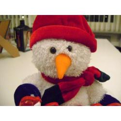 kerst sneeuwman met geluid en verlicht xmas bord 30 cm groot