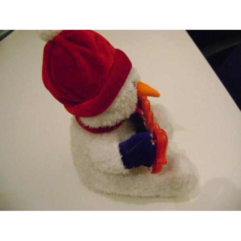 kerst sneeuwman met geluid en verlicht xmas bord 30 cm groot