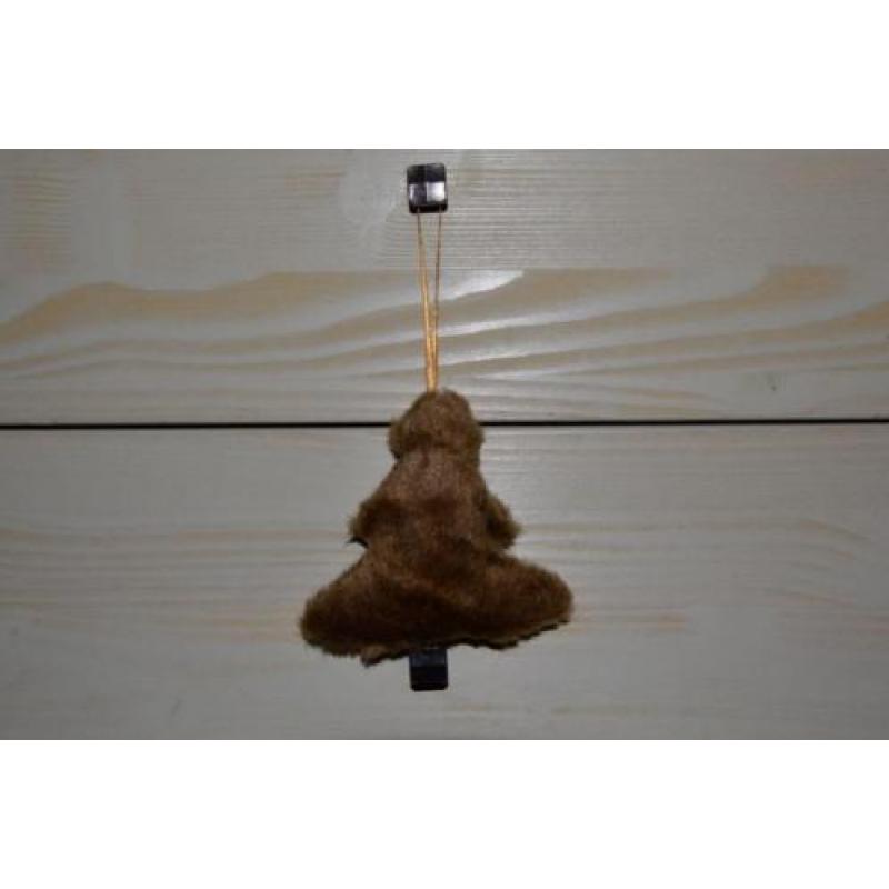 NIEUW: Bruine en grijze stoffen kerstversiering (hart, ster)