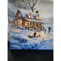 Kerst schilderij met lampjes