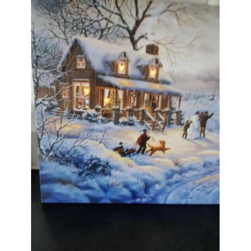 Kerst schilderij met lampjes