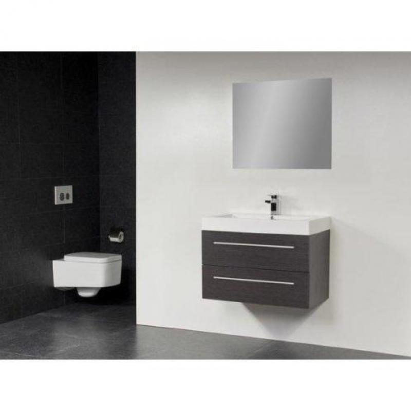 Saniclass Florence badmeubel met spiegel 80x47cm black wood