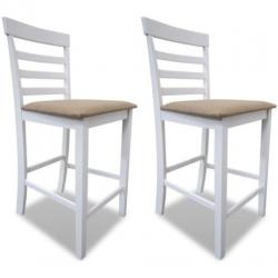 vidaXL Barstoelen hout wit en beige 2 st