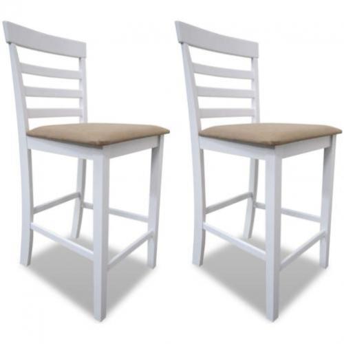 vidaXL Barstoelen hout wit en beige 2 st
