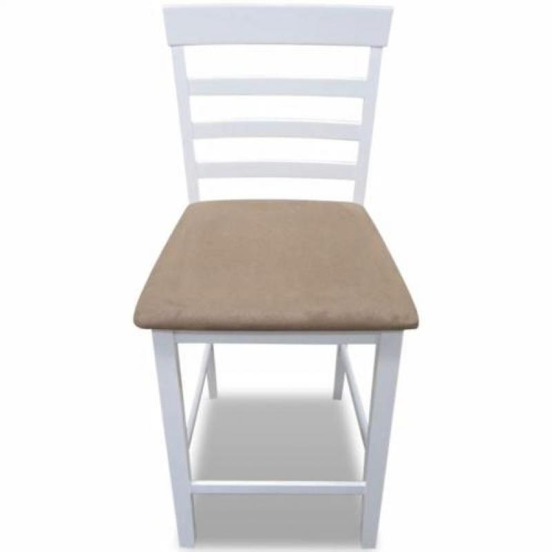 vidaXL Barstoelen hout wit en beige 2 st