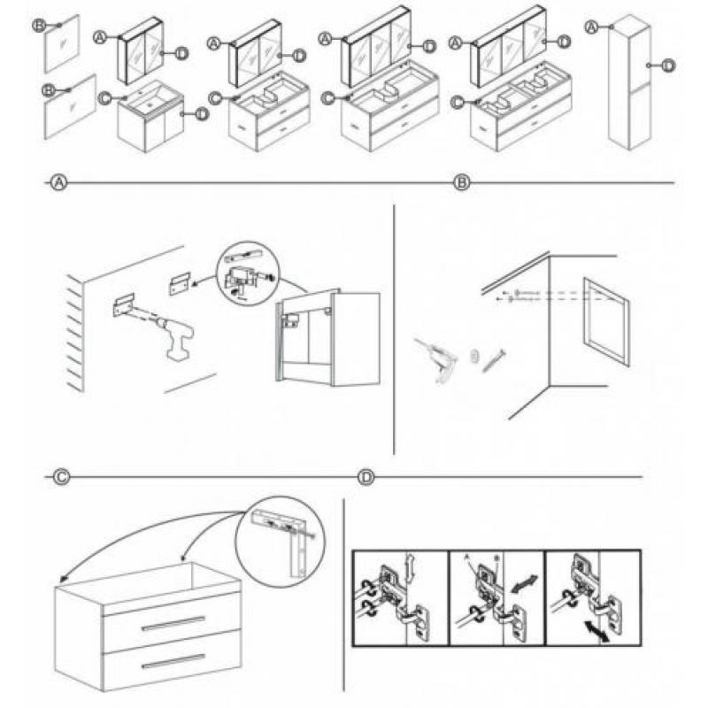 Badmeubelset Differnz The Collection 80x43x61 cm Grijs/Zw...
