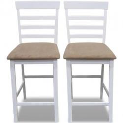 vidaXL Barstoelen hout wit en beige 2 st