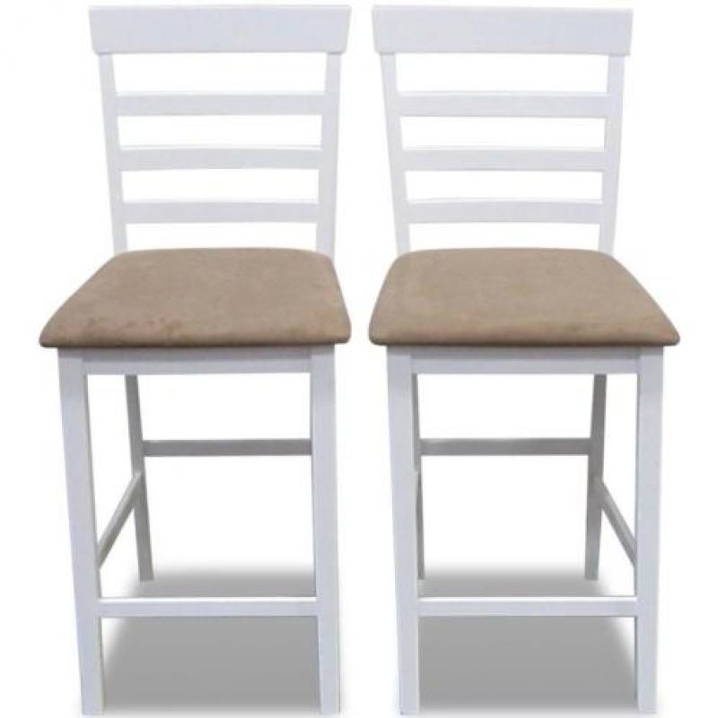 vidaXL Barstoelen hout wit en beige 2 st