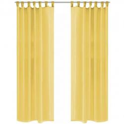 vidaXL Gordijnen voile 140x245 cm geel 2 st