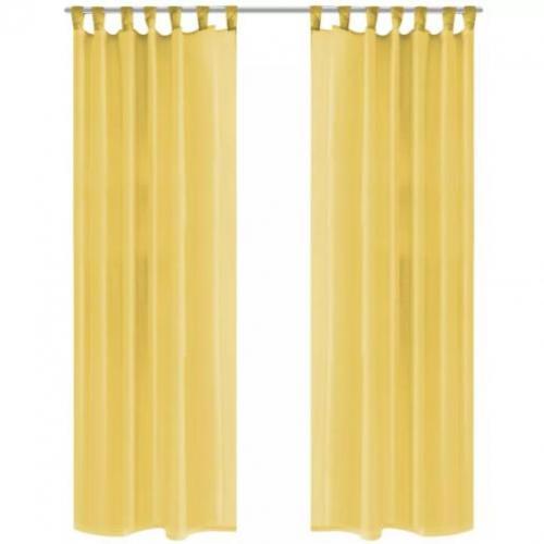 vidaXL Gordijnen voile 140x245 cm geel 2 st