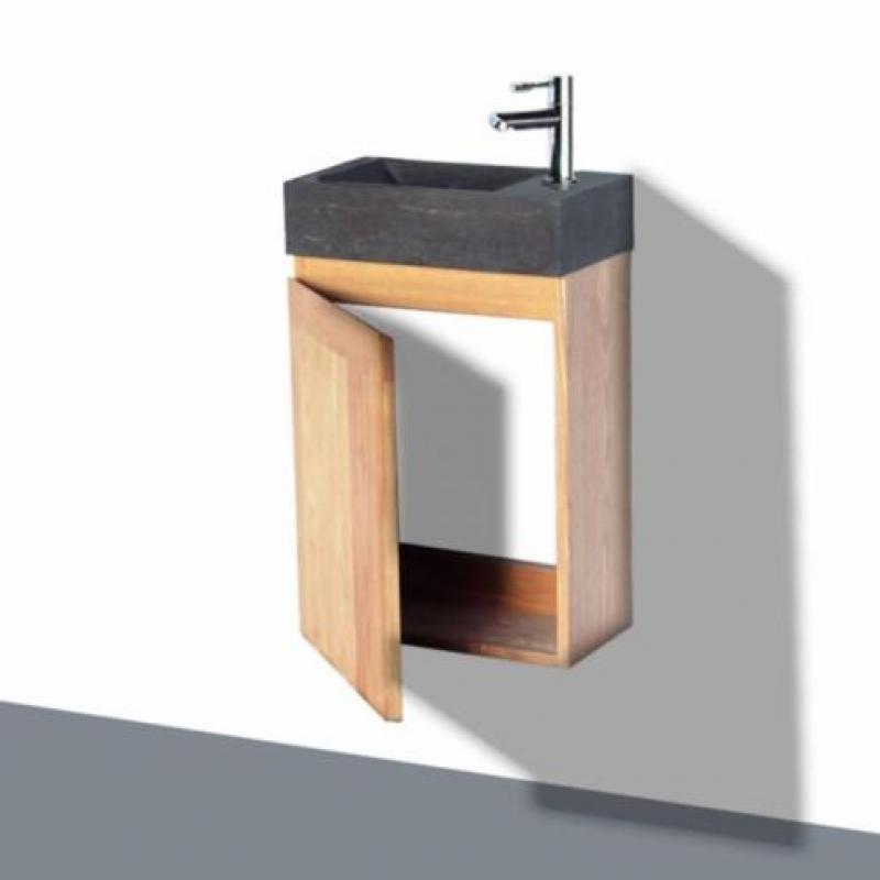 Fonteinkast Sanilux Wood Natuursteen Softclose Links draa...