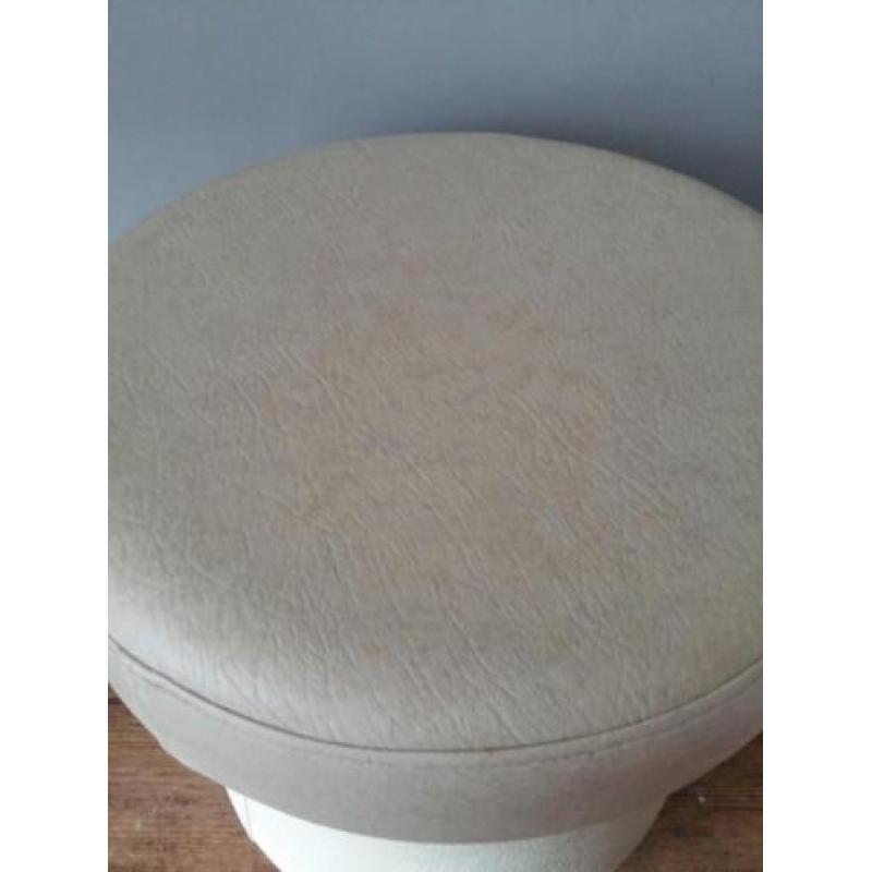 Retro Mushroom poef wit/beige (skai) met opberg ruimte
