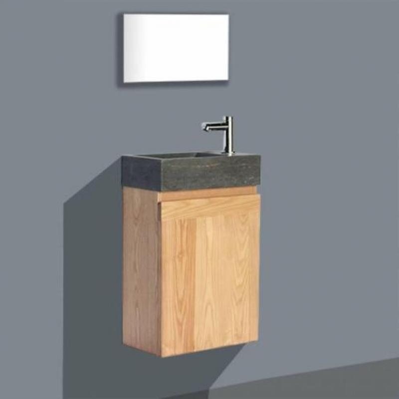 Fonteinkast Sanilux Wood Natuursteen Softclose Links draa...
