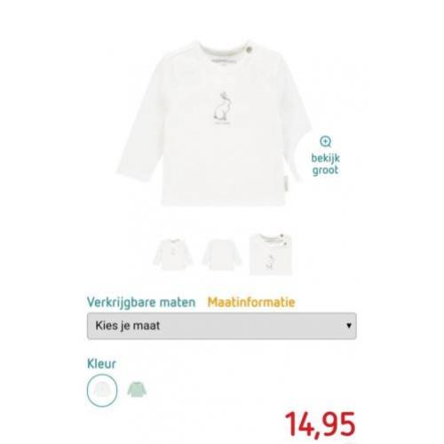 Nieuw! Noppies shirtje wit! Maat 50! Wintercollectie 2018