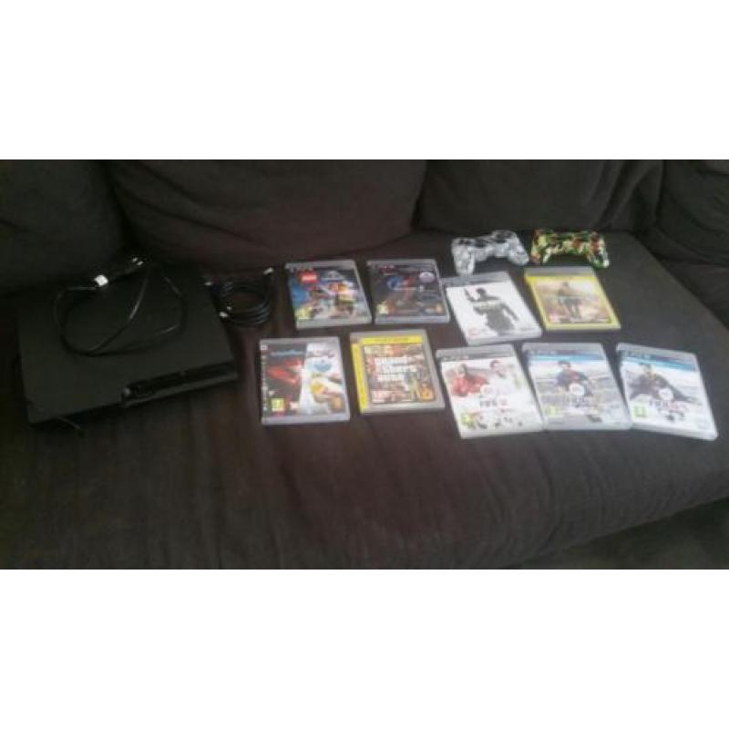Playstation 3 met 9 spellen en 2 controllers