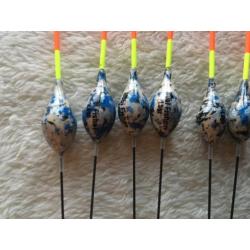 adv 116 / NIEUW serie 10 dobbers = 5 gewichten BOBI FISHER