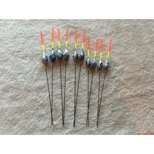 adv 116 / NIEUW serie 10 dobbers = 5 gewichten BOBI FISHER