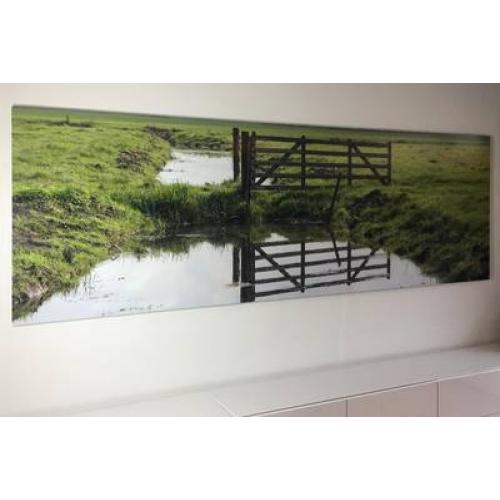 Foto verlijmd achter acrylaat 30x120 cm